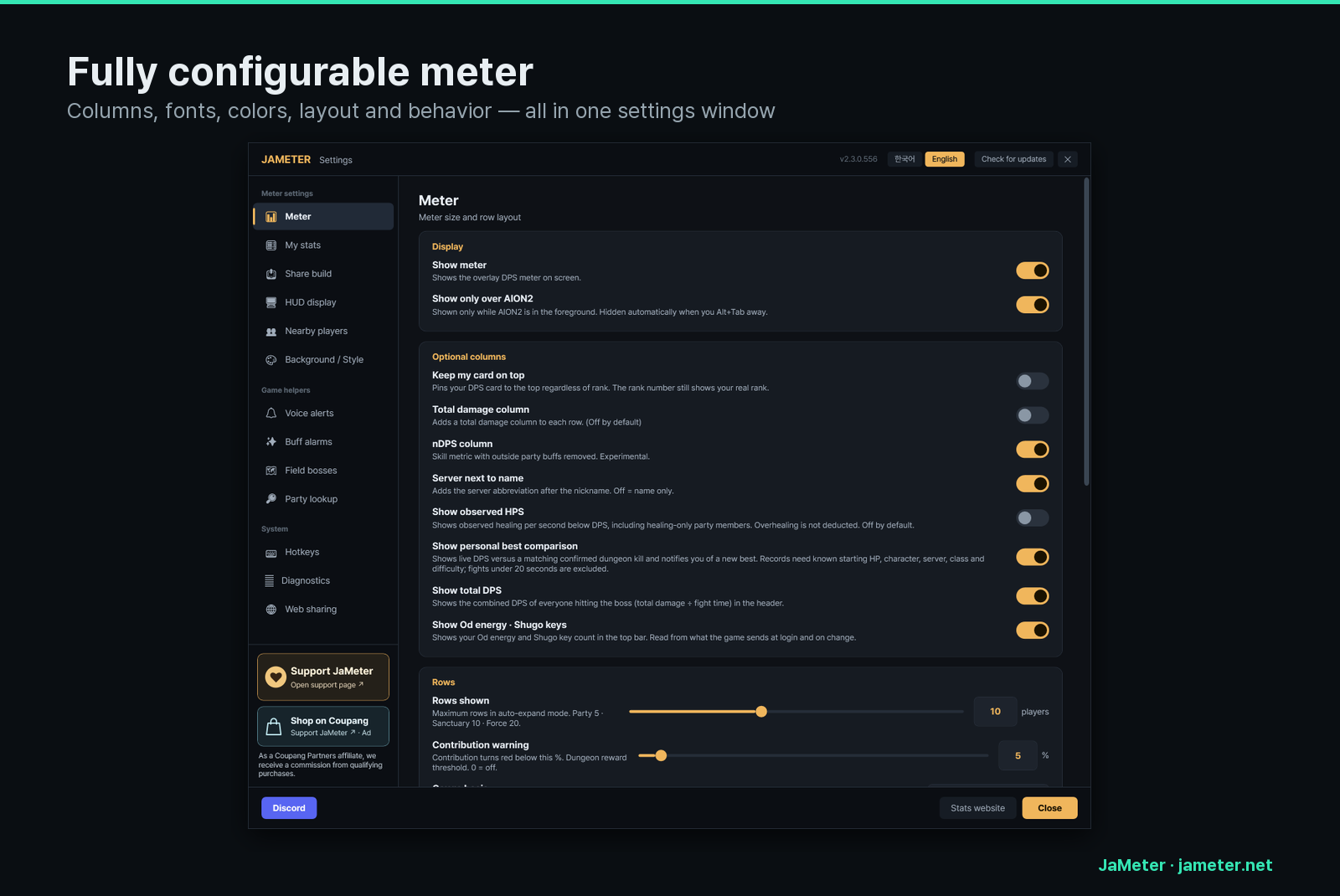 Meter settings